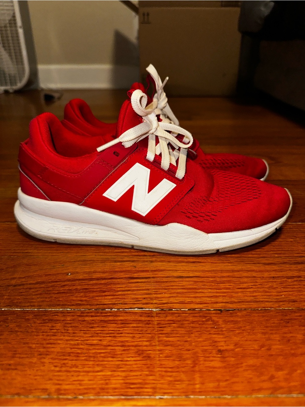 New Balance Red and White Athletic Sneakers